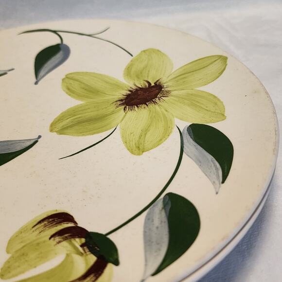 Vtg Blue Ridge Southern Potteries 3 Chartreuse 9" Dinner Plates Hand Painted - Picture 9 of 16